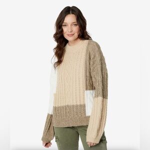 New! En Saison Baylor Cable Knit Balloon Sleeve Sweater Sz Medium $110